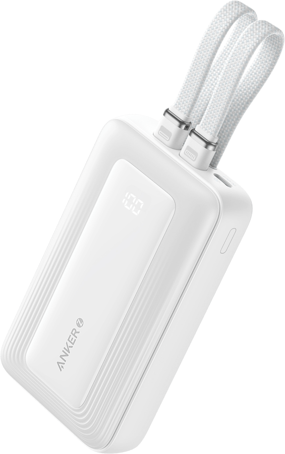 Anker Zolo Powerbank 10000 mAh 30W inbyggd Lightning + USB-C Vit