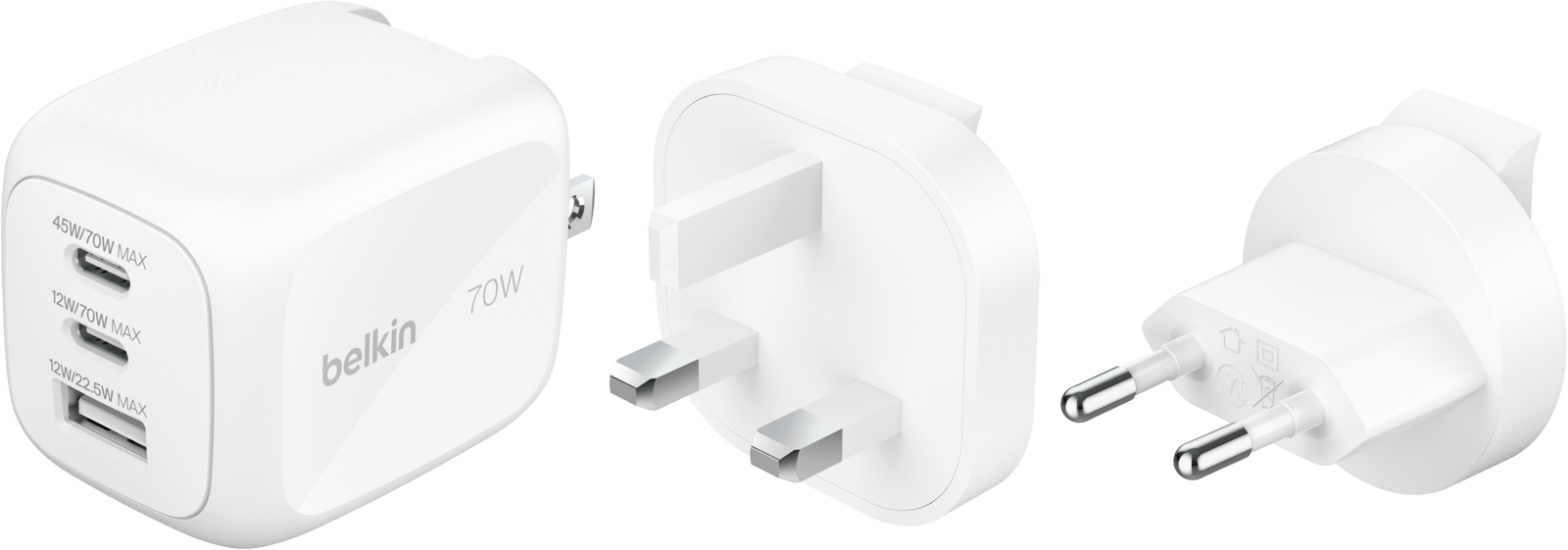 Belkin Väggladdare GaN USB-C 70W PD med resepluggar