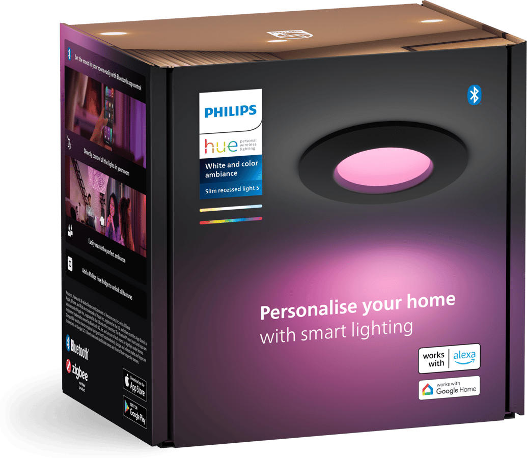 Philips Hue White Color Infälld Spotlight 90mm Svart