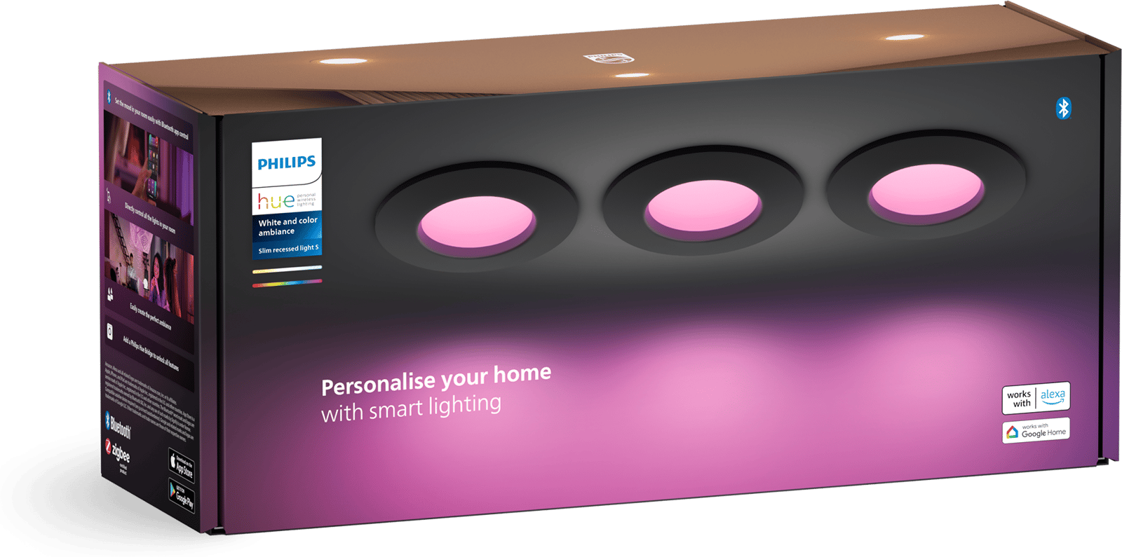 Philips Hue White Color Infälld Spotlight 90mm Svart 3-pack