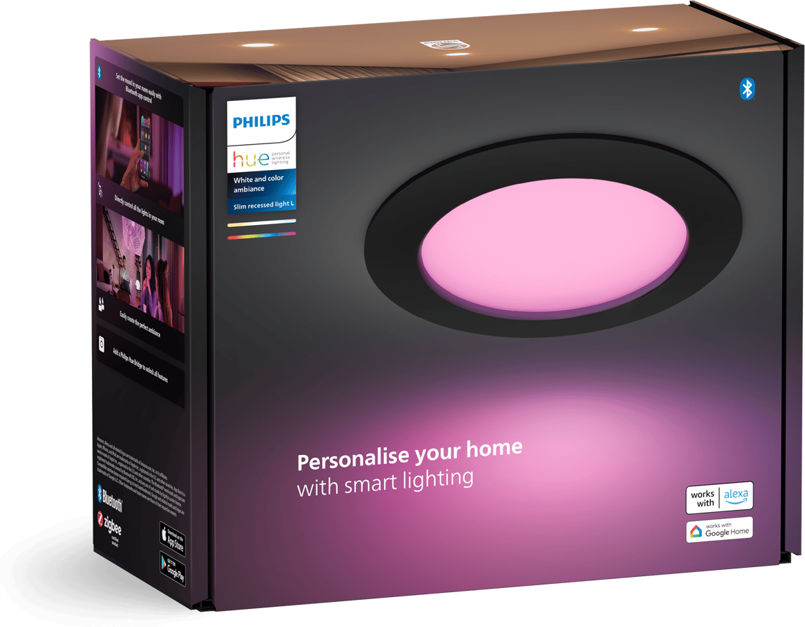 Philips Hue White Color Infälld Spotlight 170mm Svart