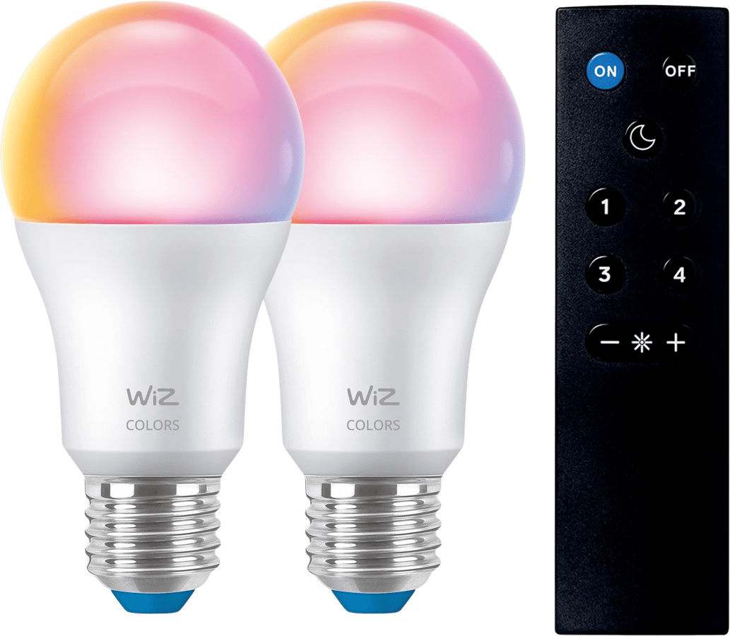 WiZ Wi-Fi Lampa E27 RGB 2-pack+ Fjärrkontroll