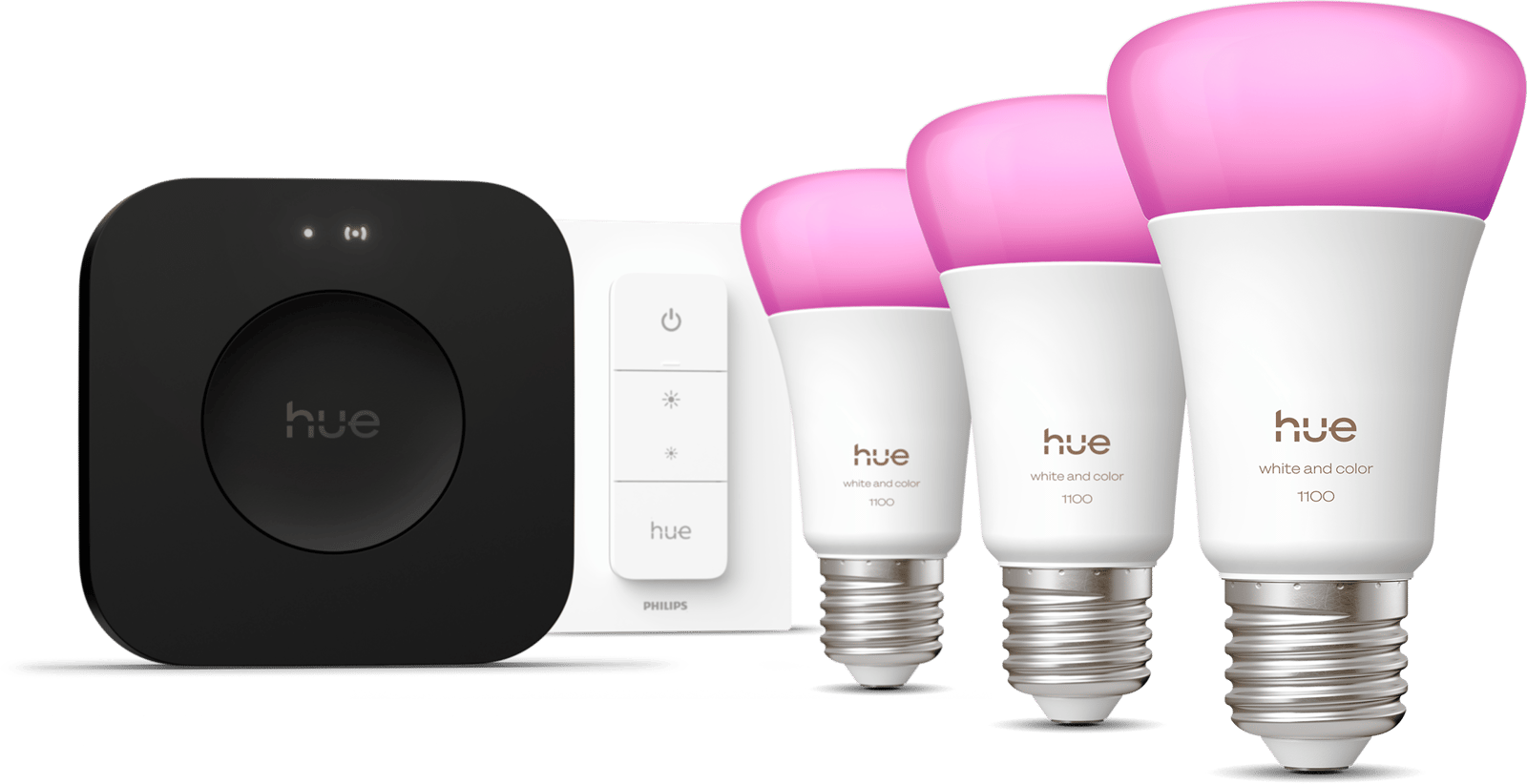 Philips Hue Startkit White Color E27 3-pack + Dimmer Switch + Bridge Pro