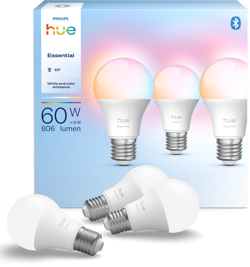 Philips Hue Essential White Color 806lm E27 3-pack
