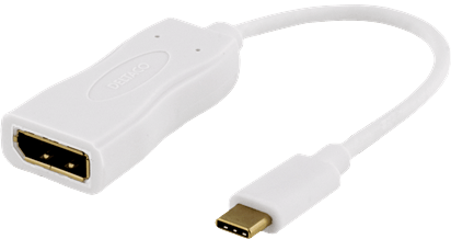 DELTACO USB 3.1 Adapter C ha till DisplayPort ho Vit