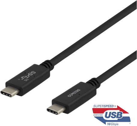 DELTACO USB 3.1-kabel C-C 100W Svart 1 m