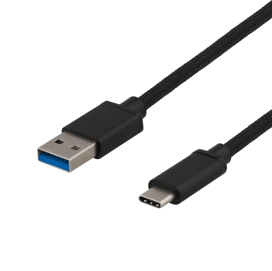 DELTACO USB 3.1-kabel A-C Svart 1m Tyg