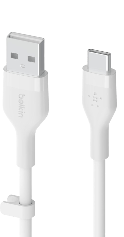 Belkin Silikon Flex USB-A till C, 2m, Vit