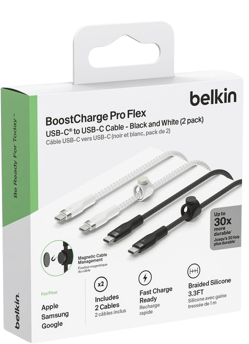 Belkin Boost Charge USB-C till C, 1m, 2-pack Svart & Vit