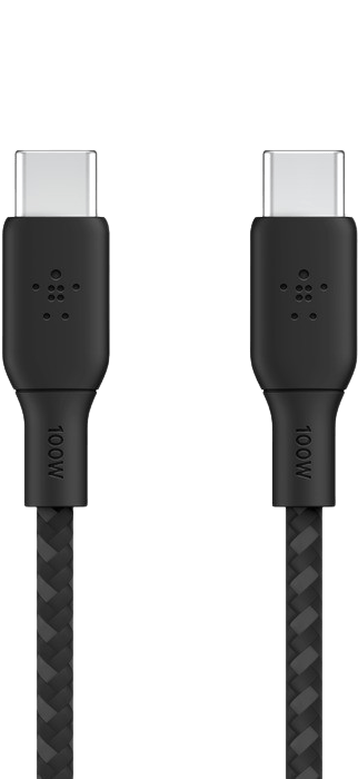 Belkin Nylonflätad Snabbladdningskabel USB-C till C, 100W 3m Svart