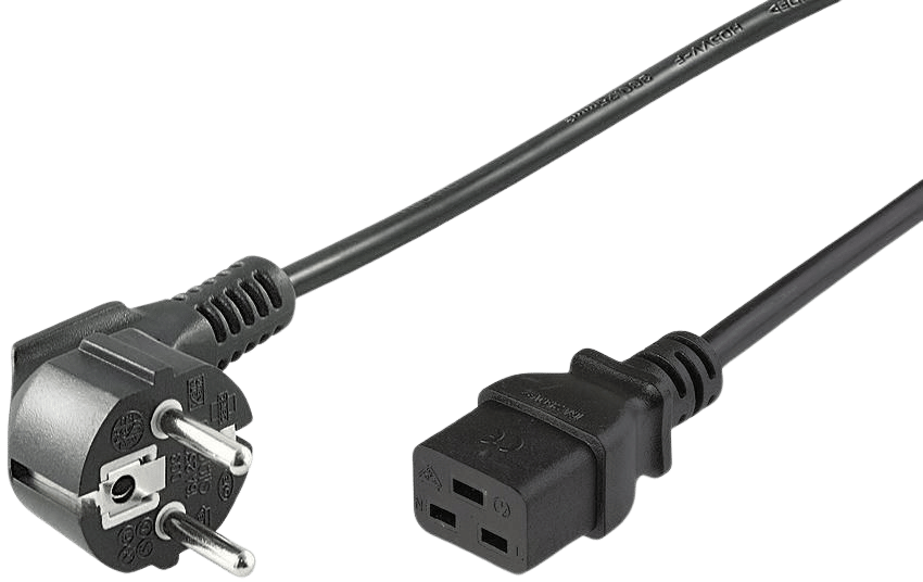 MicroConnect Strömkabel C19, Vinklad, 2m