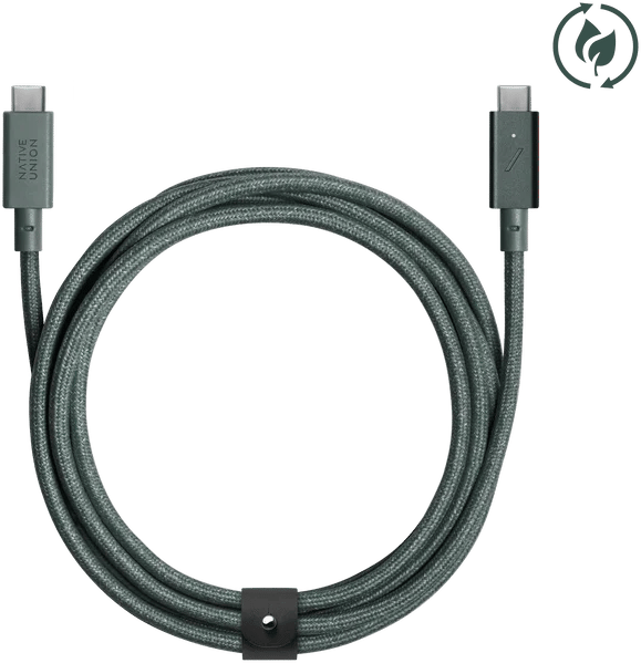 Native Union Belt Cable USB- C till C. Slate Green 2.4M 240W