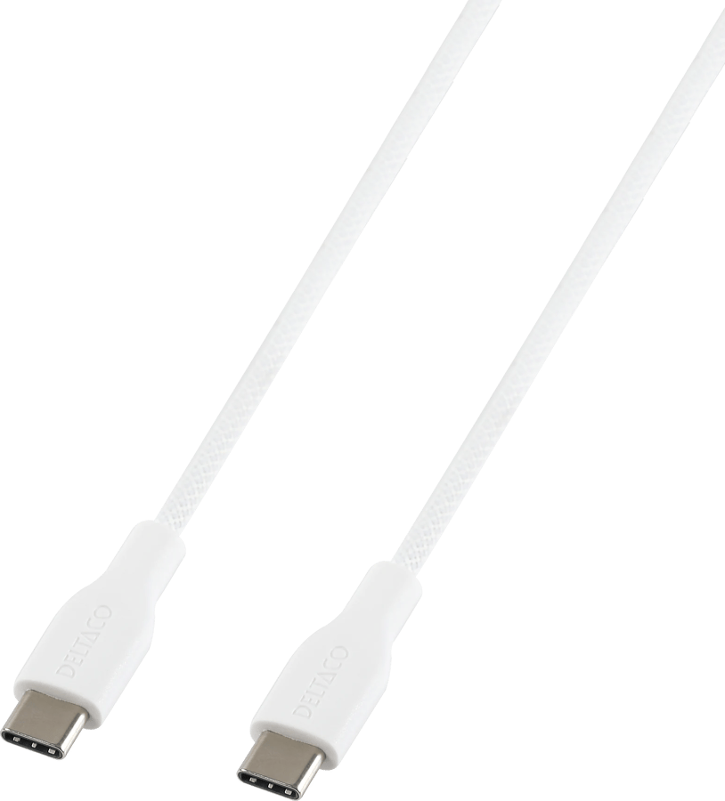 DELTACO USB-C till USB-C Vävd Laddningskabel, 60W, 0.5m