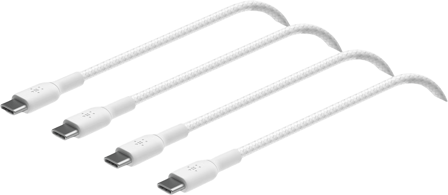 Belkin PVC USB-C till C, 2m, Vit 2 pack
