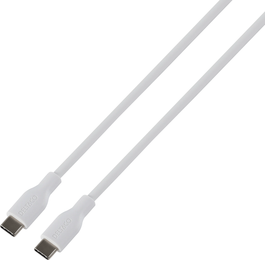 DELTACO USB-C till USB-C 60W 1.5 m Vit