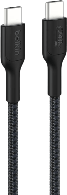 Belkin Nylonflätad Snabbladdningskabel USB-C till C, 240W 3M