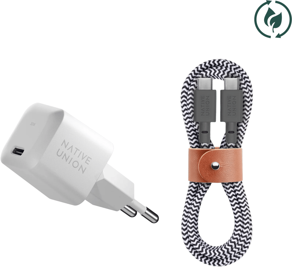 Native Union Väggladdare GaN 30W ink Laddkabel