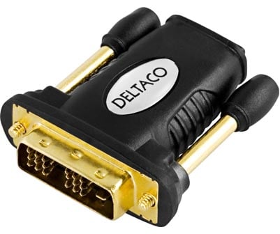 DELTACO Adapter HDMI ho till DVI-D ha Svart