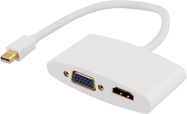 DELTACO Adapter mini Displayport ha till HDMI ho & VGA ho Vit