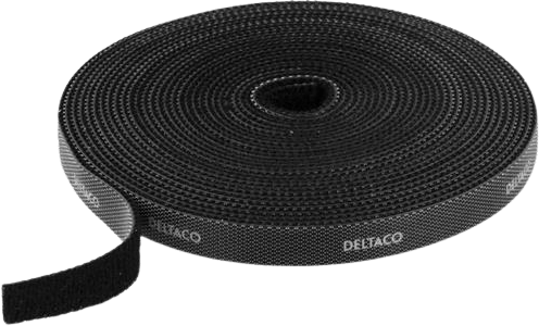 DELTACO Kardborrband 5 m Svart