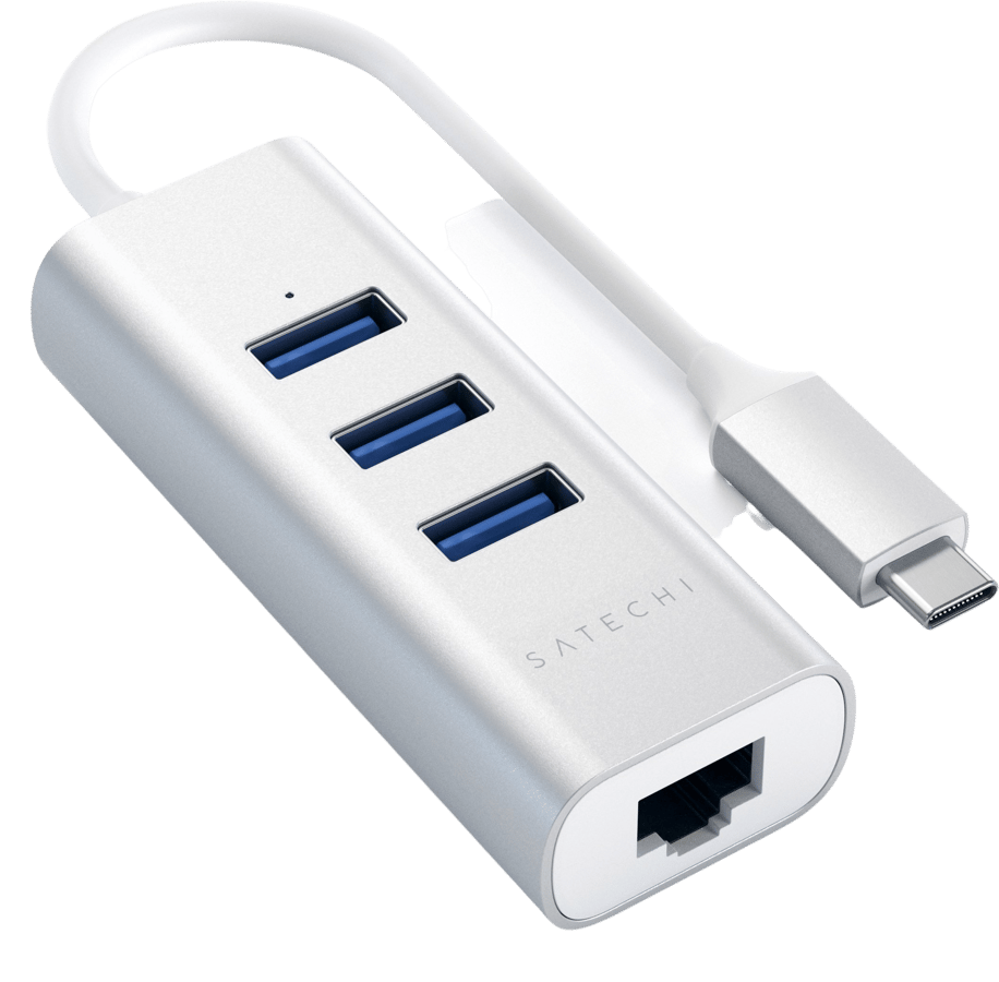 Satechi USB-C-adapter 3 portar + RJ45 Silver