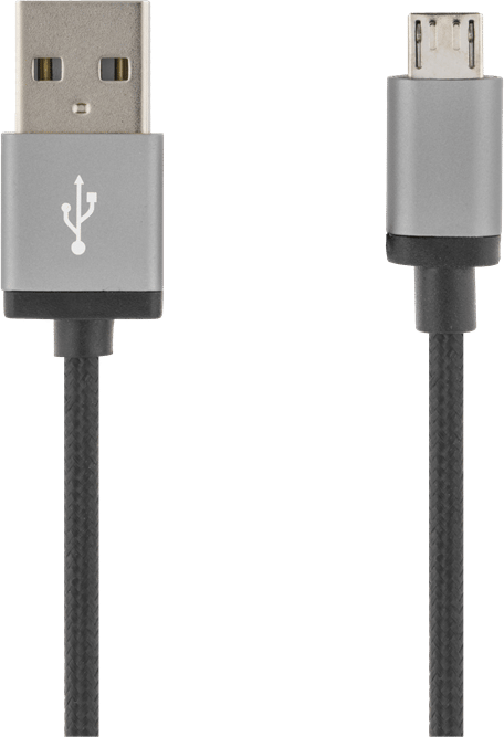 DELTACO Micro-USB-kabel Svart Tygsladd 1 m