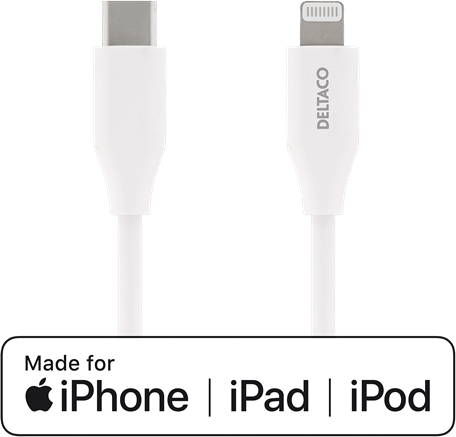 DELTACO USB-C till Lightning Vit 1 m