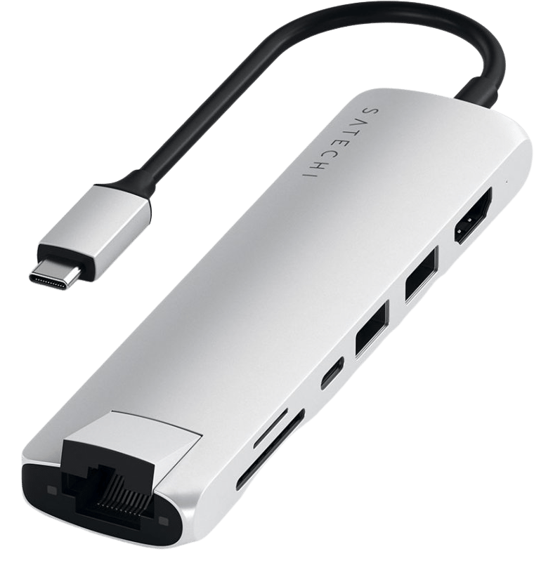 Satechi USB-C Dockningsstation Slim 7 portar 60 W Silver