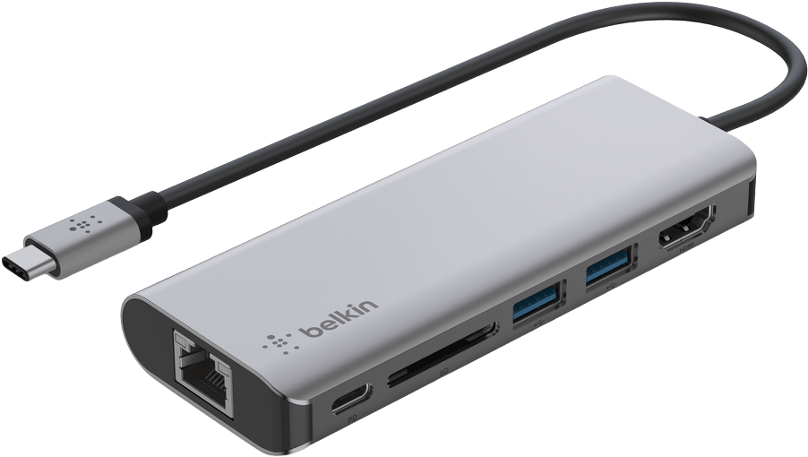 Belkin USB-C Dockningsstation 100 W PD 6 portar Grå