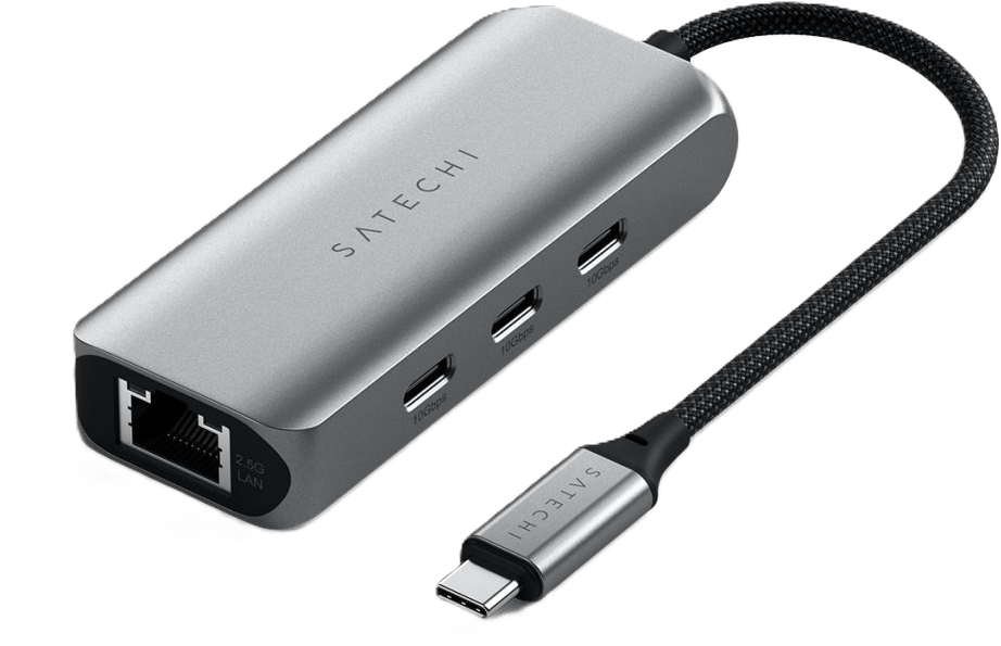 Satechi 4-i-1 USB-C-hubb med 2.5 Gigabit Ethernet - Rymdgrå
