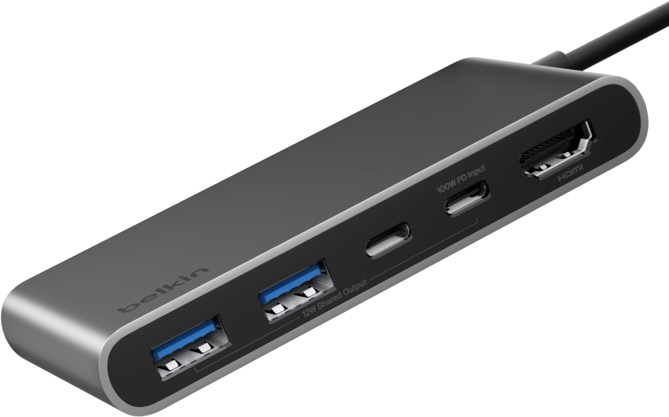 Belkin USB-C Hub 5 Portar Silver
