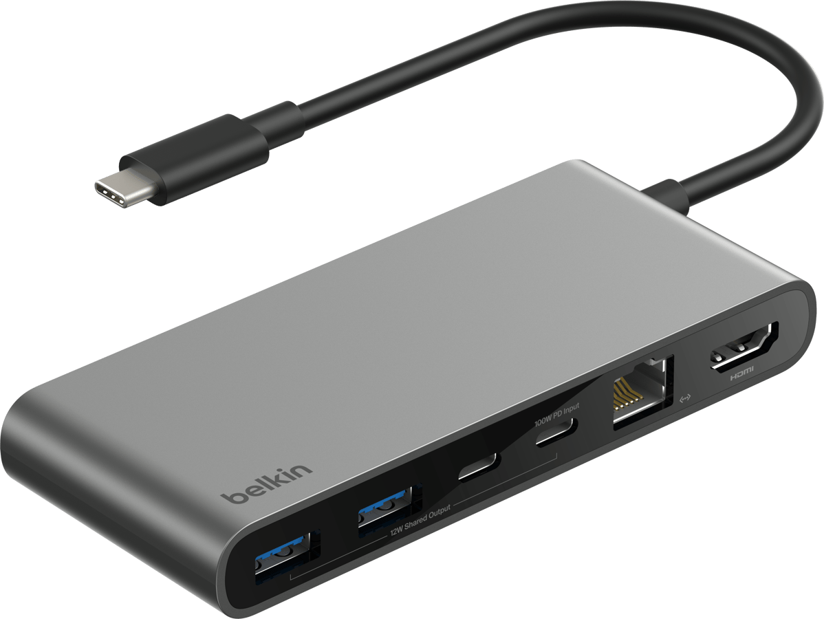 Belkin USB-C Hub 8 Portar Silver