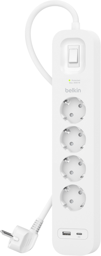Belkin Överspänningsskydd 4 kontakter + 2 USB portar