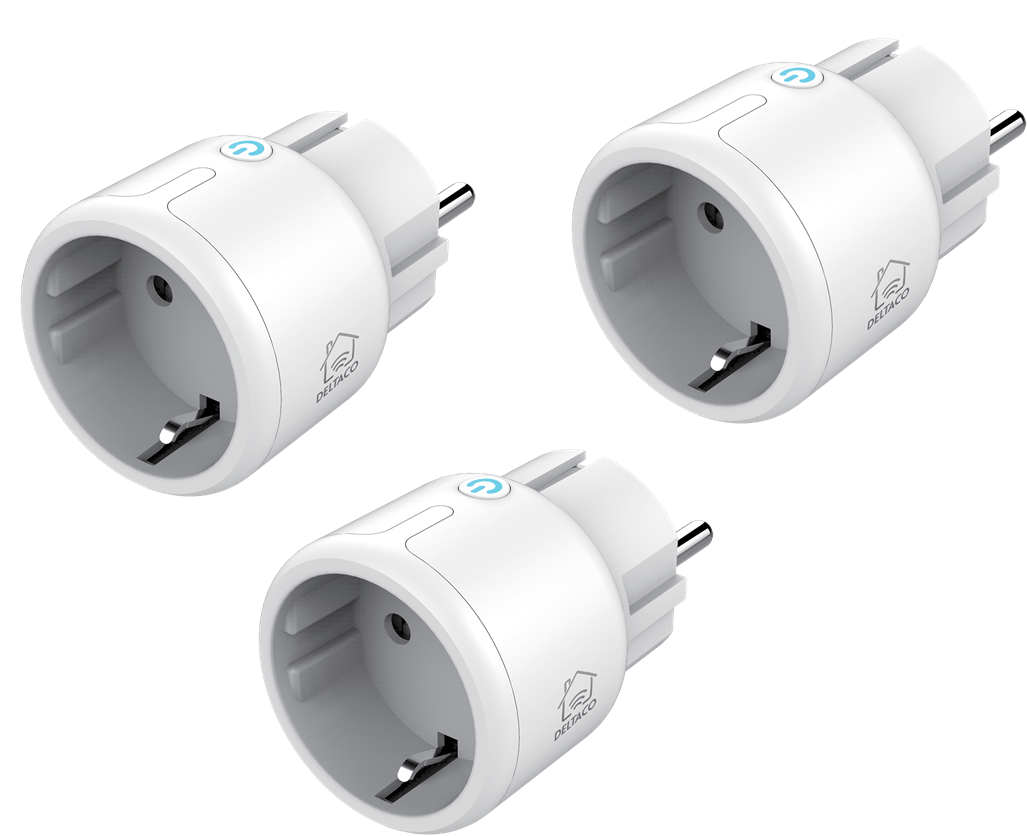 Deltaco Smart Home 3-Pack Mini Smart Plug - WiFi, Timer 