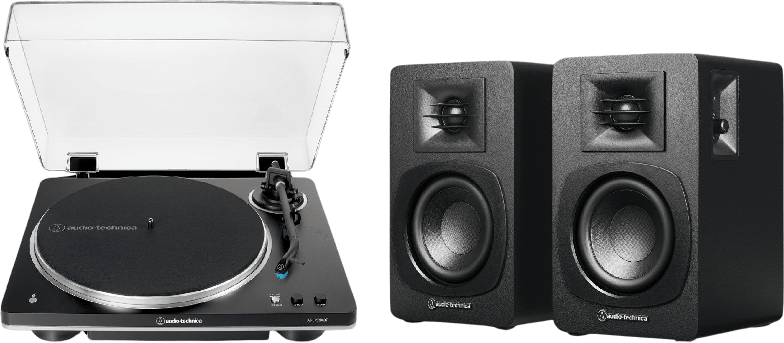 Audio Technica LP70XBT Skivspelare Svart + SP3X Högtalare