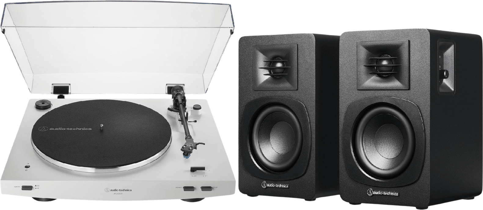 Audio Technica AT-LP3XBT Skivspelare Vit + SP3X Högtalare