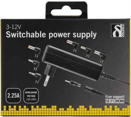 Nätadapter 100-240V till 3-12V DC 2.25A