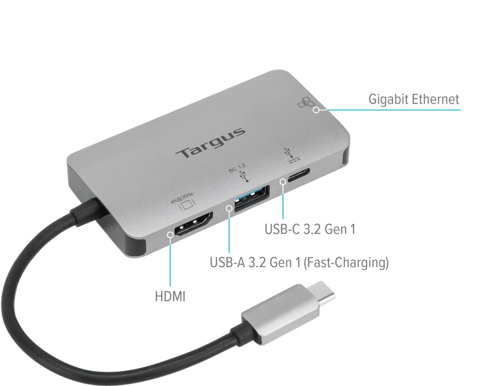 Targus USB-C Dockingningsstation PD 100 W 4 portar Silver