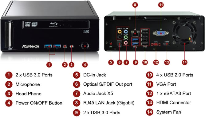 ASRock Nettop CoreHT 252 Svart