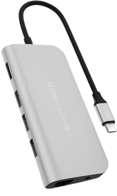 Hyperdrive USB-C Hub 9 portar Silver