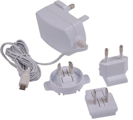Strömadapter Raspberry Pi 3  microUSB 2,5A -Vit