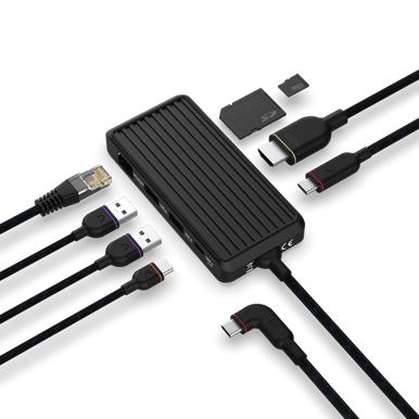 Unisynk 8 Port USB-C Hub V2 4K60Hz 100W Svart