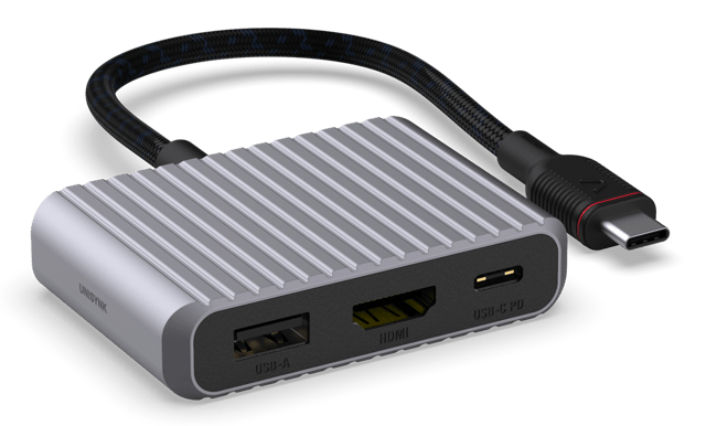 Unisynk 3 Port USB-C Hub V2 4K60Hz 100W Grå
