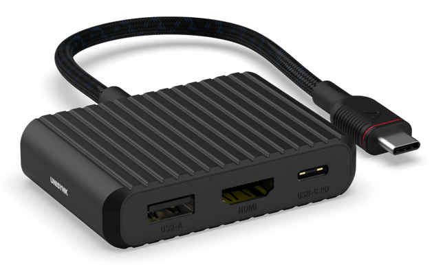 Unisynk 3 Port USB-C Hub V2 4K60Hz 100W Svart