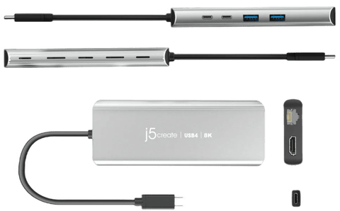 J5Create USB4, 8K Multi hub 6 portar , Rymdgrå