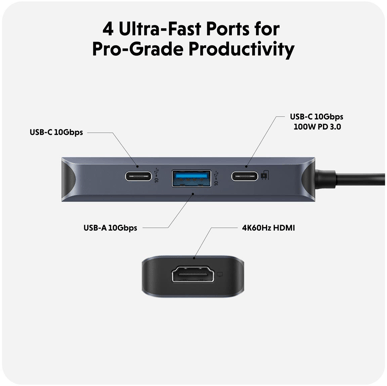 Hyperdrive 4-in-1 USB-C Hub Midnattsblå
