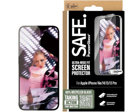 PanzerGlass iPhone 16e | 14 | 13 | 13 Pro Ultra-Wide Fit w/Applicator
