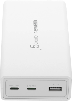 J5 Create 185W GaN PD 3.1 USB-C 3-Port Charger