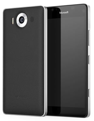 Mozo Leather Back Cover Lumia 950 Svart/silver