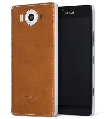 Mozo Leather Back Cover Lumia 950 Brun/silver